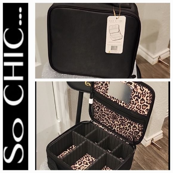 So Chic Travel Case w/Adjustable Dividers- Black - Picture 2 of 7
